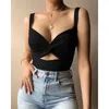 Canottiere da donna Gilet estivo Crop Top Donna Sexy Front Scava fuori scollo a V senza maniche Moda Cross Bretelle con spalline Streetwear