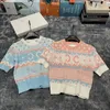 Womens Jacquard Knit Knitwear Jumper Hoodie Designer Knit Sweater Summer Short Sleeve Knitted Tops