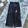 Мужские джинсы JNCO Harajuku, уличные карманы с вышивкой, мешковатые джинсовые широкие брюки, мужские прямые брюки в стиле хип-хоп, ретро, с высокой талией