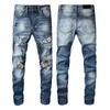 Designer jeans man jeans kvinnor staplade jeans män staplade magra byxor rippade hål denim stjärna lappar med hål magra mode jeans l2
