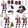 クリスマスデコレーション9PCS VEET DELUXE SANTA CLAUS FASTER COSPLAYスーツコスチュームADTファンシードレスFLセットドロップ配達DHHYV