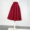 Spódnice 2024 Winter Celebrity Style koreański estetyczny elegancki elegancki czerwony tweed wysoki talia długa spódnica luksusowa moda festiwal roku mody