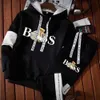 Herrspårsfall Fall/Winter Men's Tracksuit Luxury Letter Bear Print Set Hooded Sweatpants 2 Piece Suit Jogger Pants Streetwear T240126