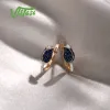 Charm Vistoso Pure 14k 585 Rose Gold Earrings for Women Shining Diamond Blue Sapphire Wedding Engagement Elegant Fine Jewelry