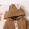 Clothing Sets Born Infant Baby Girls Clothes Solid Knitted Hoodded Bodysuit Pants 3pcs Boys 3 6 12 18 Months