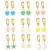 Boucles d'oreilles créoles couleur pour femmes, en acier inoxydable, breloques, étoile, lune, cœur, pendentif, bijoux, cadeau, vente en gros