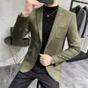 Moda İngiltere Style Sonbahar Kış Kalın Erkekler Kadife Takım Ceket Erkek Yüksek Kalite Artı Beden Blazers Ceket 240119