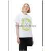Kvinnors t-shirt 23SS Summer Women Designer T Shirt Beach Tees mångsidiga frukter Cartoon Cat Print White Round Neck Casual Plover Shor Dhd1q