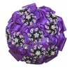 Fleurs de mariage Bouquets blancs Ruban de satin Perles de fleurs Cristal artificiel Sweet 15 Quinceanera W2269-1