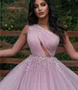 2024 Fashion Long Prom Party Dress One Shoulder Lace Appliques Dot Tulle Evening Formal Gowns Birthday Wear Robe De Soiree Vestidos De Fiesta
