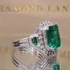 Anelli a fascia Verde Cubic Glass Filledia Anello da donna Anello di lusso per matrimonio Festa di fidanzamento Anello regalo di anniversario 2022 Nuovi gioielli per le donne 240125