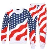 Mode hommes/femmes drapeau américain imprimer survêtements col rond sweat-shirt 2 pièces pulls joggers ensemble Plus S-XXL R2393 240124