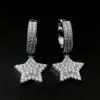 Boucles d'oreilles en diamant de laboratoire Moissanite, étoile suspendue glacée, bijoux fins, argent véritable, or massif, Hip Hop, nouvel arrivage