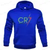 Men's Hoodies Sweatshirts Men's Spring Autumn Fleece Hoodie Letter 'CR7' Printed Pullover Football Fans Training Wear Hoodie New Plus Size Sports Fitness T240126