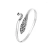 Braccialetto fatto a mano in puro argento sterling 925 con pavone che ostenta coda aperta con ciondoli braccialetti per donne ragazza argento sterling-gioielli LB059