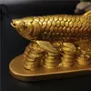 Animali d'oro Statue di pesci Figurine Ornamenti fortunati Decorazione della casa Feng Shui cinese Statua di Buddha Scultura in resina Artigianato Regali 240123
