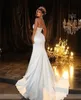 Modest Beaded Neck Wedding Dresses Mermaid Long Sleeve Bridal Gown Pleat Button Back Satin vestido de novia