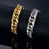 Pulsera de eslabones cubanos para hombres, joyería Punk dorada, eslabón de cadena grande pesado, pulsera de oro amarillo de 14k para hombres