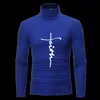 Men's T-Shirts Men's High Collar Sweater Pullover Casual Solid Color Sweaters Long Sleeve Warm Knitted Turtleneck Outerwear T240126