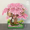 Blocs Blocs de construction de maison d'arbre en fleurs de cerisier, rue japonaise, blocs Sakura violets, Mini assemblage de briques, jouets amis pour ldrenvaiduryb