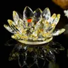 2st Candle Holders 7 Färger Crystal Glasslotus Flower Candle Tea Light Holder Buddhist Candlestick