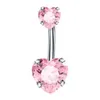 Anéis de botão de sino de umbigo rosa 14G de aço inoxidável borboleta umbigo umbigo anéis mulheres moda coração umbigo anel piercing corpo jóias YQ240125