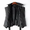 Spring Sheepskin Leather Coat Women's Casual Jacket Belt Shirt Jackets Lapel Blazer Topps S M L Black Outerwear Overcoat