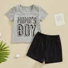 Kledingsets Toddler Boy zomerkleding Mama Letter Afdrukken Solid Color T-Shirt Shorts Baby Outfit 2pcs