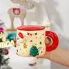 Muggar julklapp mugg för flickor kreativa jultomten keramisk kaffekopp söt tecknad handmålade par hem dryck vatten koppar