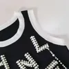 Summer Women Topps Tank Tees Sexig Off Axel Black Tank Casual Sleeveless Backless Top Shirts Designer Solid Color Vest Fitness Crop Tops