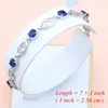 Sets Silber 925 Brautschmuck Set Blauer Saphir Weißer Kristall Kostüm für Frauen Steine Blätter Ohrringe Ring Armband Halskette Set