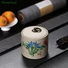 Stoare Tea Caddy Ceramic Porcelain Teaware Tea Moisture-proof Sealed Cork Cloth Cover Storage Jar 240119