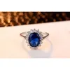 Band Rings Princess Diana William Kate Middleton's Created Blue Ring Charms Engagement Wedding Women Jewelry 240125