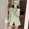 Women's Suits UNXX Luxurious Green Blazer For Petite Women 2024 Spring/Autumn Korean-Style Loose Casual Jacket Girl Female Coat Top