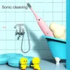 Tandborste Sonic Electric Tandborste Children's Clean Timer Cartoon Kids med ersättningshuvud Ultraljud IPX6 Vattentät laddningsbar