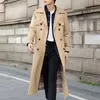 Mäns jackor Mens Long Casual Coat Genderless 2024 Autumn Winter Fashion British Style Temperament Slim Retro Solid Color Jacket unisex