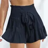 Shorts femininos mulheres tiras babados moda perna larga com drapeado flor casual saia tênis verão midi nadar