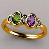 Bandringe Exquisite Olive/Lila/Weiß CZ Einfacher stilvoller Goldfarben-Fingerring Eleganter weiblicher Hochzeits-Verlobungsfeier-Schmuck 240125