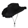 Berets Bachelorette Party Cowgirl Cap Elegant Bride Cowboy Hat Bride Fedora DXAA