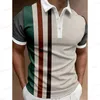 Homens camisetas Simples Men's Polo Shirt Stripe Impresso Solto Oversized Camisa Street Designer Tops Tees Roupas Masculinas Diariamente Casual Mangas Curtas T240126