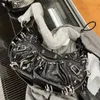 Umhängetaschen heiße Le Cagole Frauen Schulter halbe Mond Motorrad -Knödel Beutel Handtasche Schaffell Designer Brieftasche mit Geschenkboxverpackung