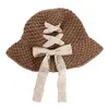 Szerokie brzegowe czapki świąteczne czapkę plażową Słońce Sun Suncreen Flat Hat British Style Bowknot Top Słom