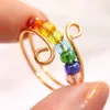 Klusterringar söta bohemiska regnbågspärlor lindrar ångestring rotera anti stress fidget spinner för kvinnor män mode smycken flicka gåva
