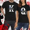Męskie koszulki King and Queen Print Para T Shirt Miłośnicy krótkiego rękawu Czarna biała harajuku moda damska męskie koszulki TEE TOPS Ubrania Mujer T240126