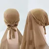 Ethnische Kleidung Damen weicher Chiffon langer Schal Schal Mode Muslim Hijab Wrap warme Hüte für Männer Winter Trapper Hut Jungen Herren Mütze