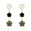 Charm Plum Blossom Ear Beat for Women Jewelry Fourleaf Clover Earrings 4/5 Leaves Lucky Grass Big Earrings Jewelry Drop Shipping