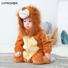 Born Baby Clothes Pagliaccetto Tutina Cartoon Cute Lion Pagliaccetti Halloween Costume per bambini Morbido vestito caldo ropa bebe 0-3 anni Bambino 240119