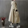 Trenchs de femmes manteaux femme manteau vêtements 2024 automne lâche taille surdimensionnée veste à capuche décontractée longue pour vêtement d'extérieur pour femmes