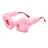 Lunettes de soleil UV400 en forme de cœur en peluche douce pour femmes et hommes, tendance rose, lunettes de soleil œil de chat, rétro, rassemblements de fête