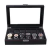 La scatola per orologi in pelle in fibra di carbonio può contenere 12 orologi Materiali in legno nero di alta qualità Display Imballaggio indipendente 240119